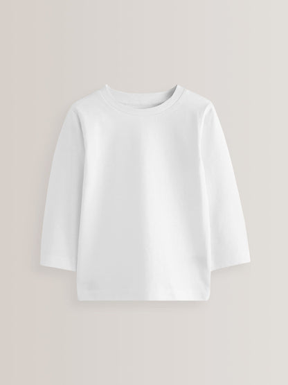 White 5 Pack Long Sleeve T-Shirts (3mths-7yrs) image 2