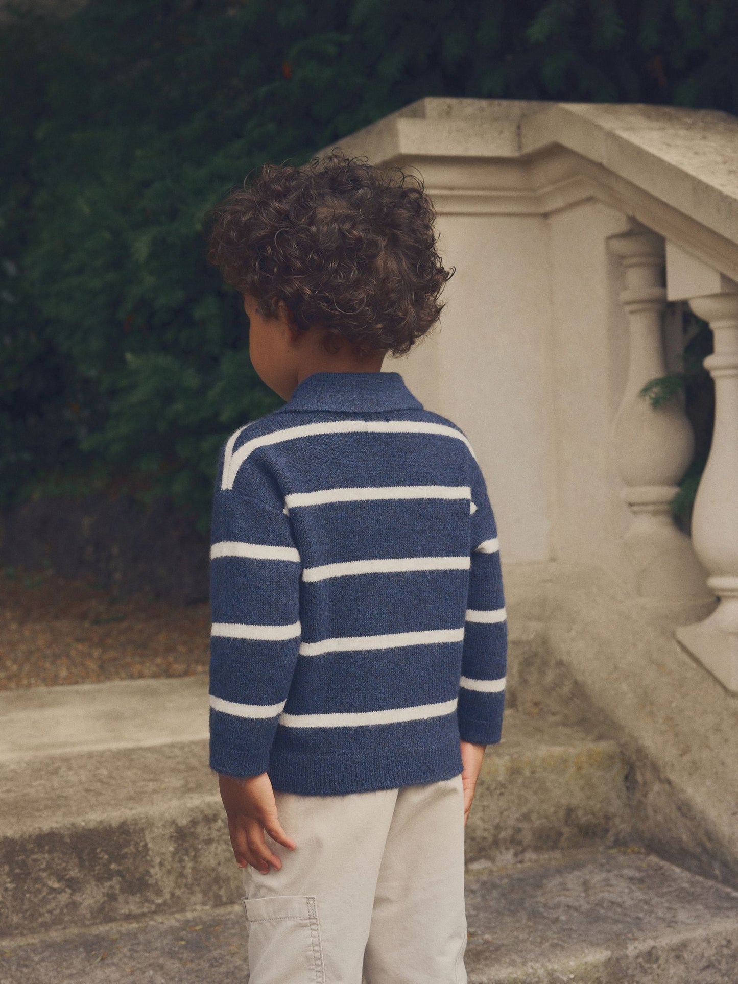 Dsiney Kidz - Navy Blue Long Sleeve Stripe Polo Shirt (3mths-7yrs) image 2