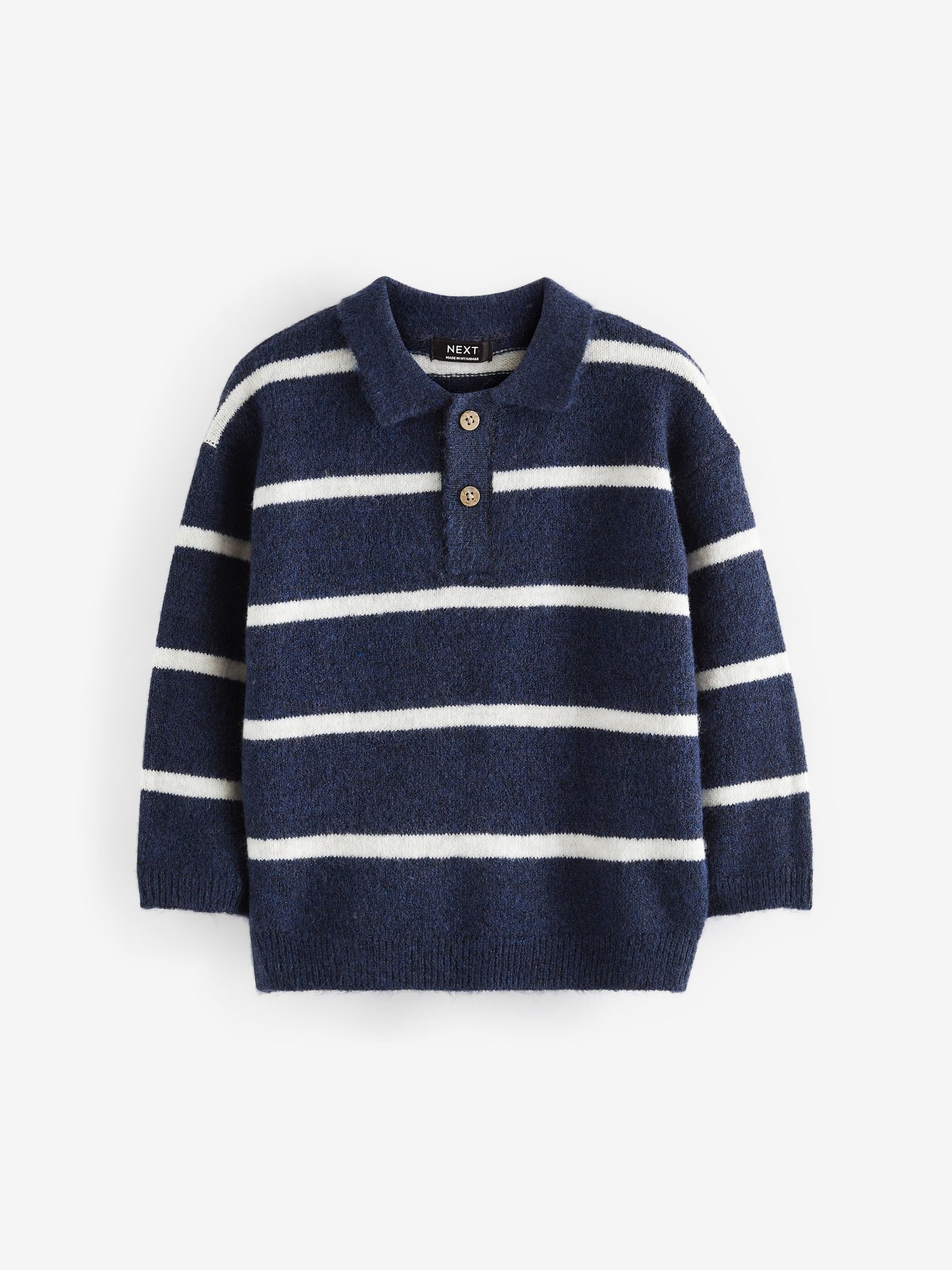 Dsiney Kidz - Navy Blue Long Sleeve Stripe Polo Shirt (3mths-7yrs) image 3