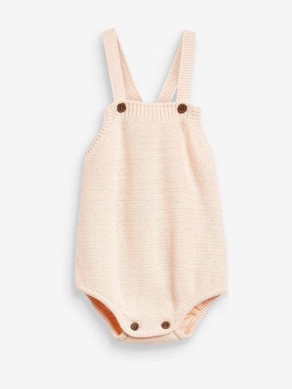 The Little Tailor Pink Stylish Knitted 100% Cotton Romper image 1