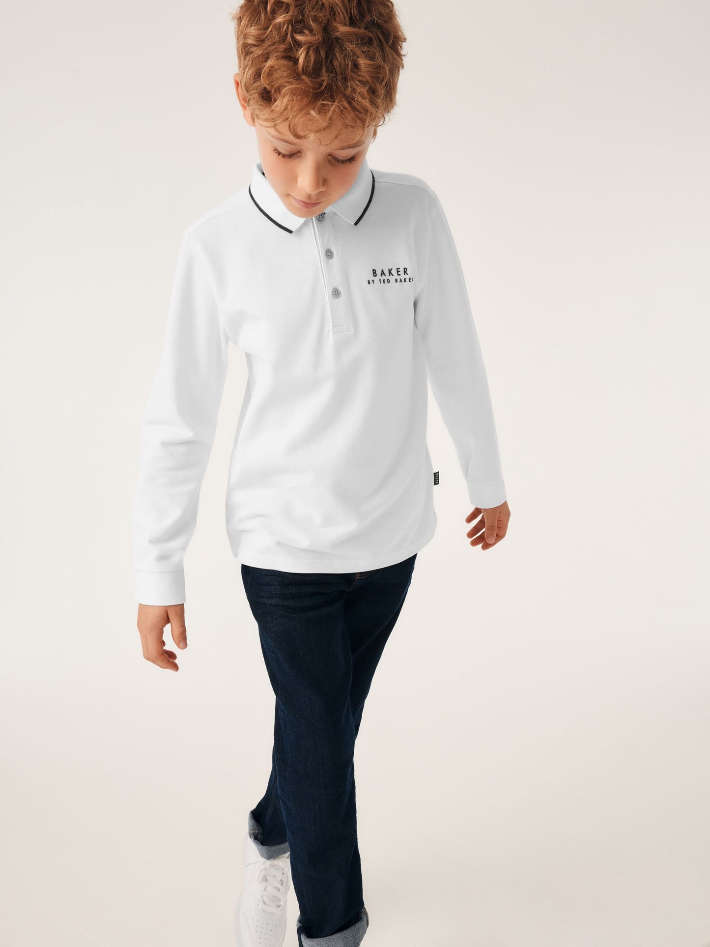 Dsiney Kidz - Baker by Ted Baker White Long Sleeve Polo Shirt image 2