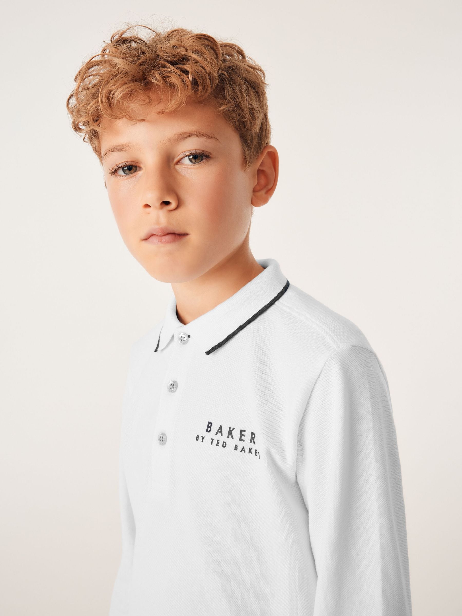 Dsiney Kidz - Baker by Ted Baker White Long Sleeve Polo Shirt image 3