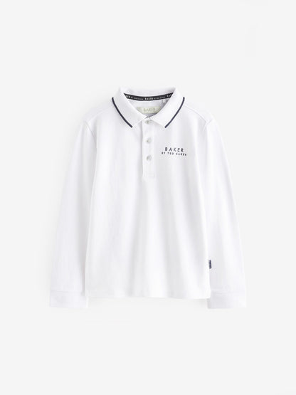 Dsiney Kidz - Baker by Ted Baker White Long Sleeve Polo Shirt image 5