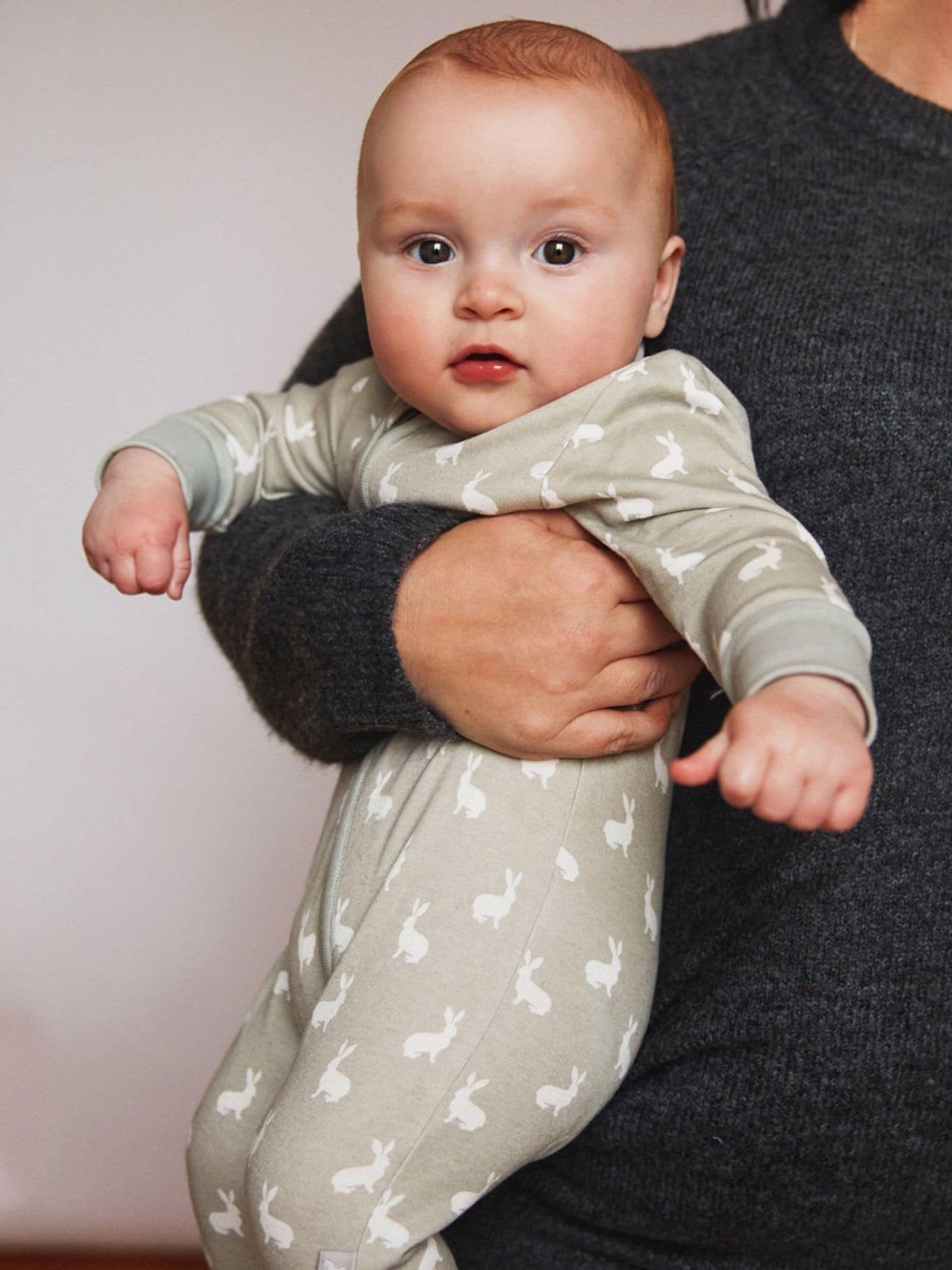 The Little Tailor Grey Front Zip Soft 100% Cotton Sleepsuit image 3