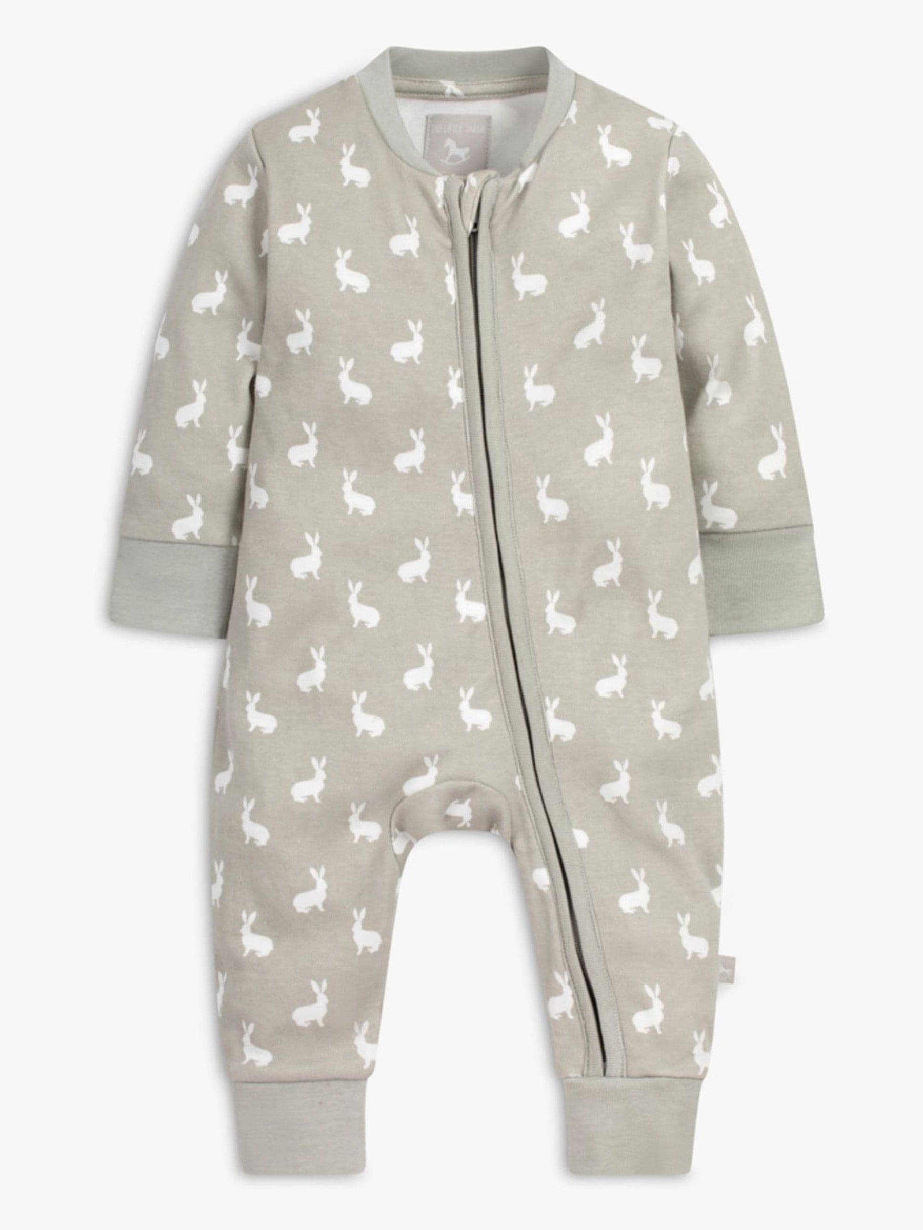 The Little Tailor Grey Front Zip Soft 100% Cotton Sleepsuit image 4