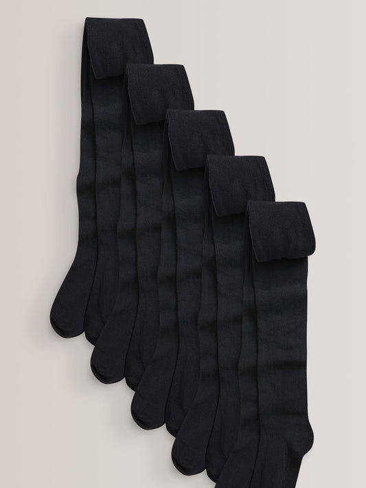 Black 5 Pack Cotton Rich School Tights image 1