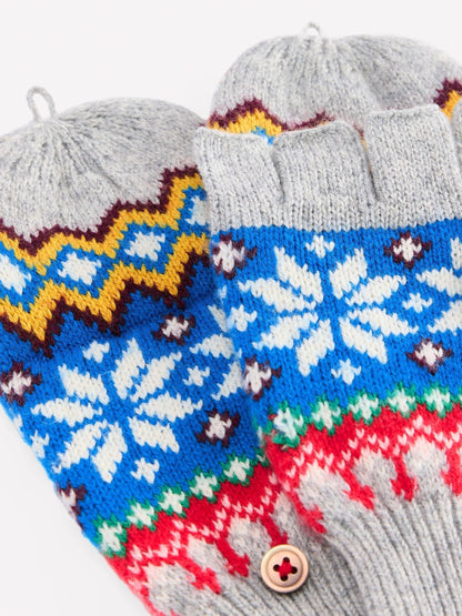 Boden Grey Fairisle Mittens - image 2