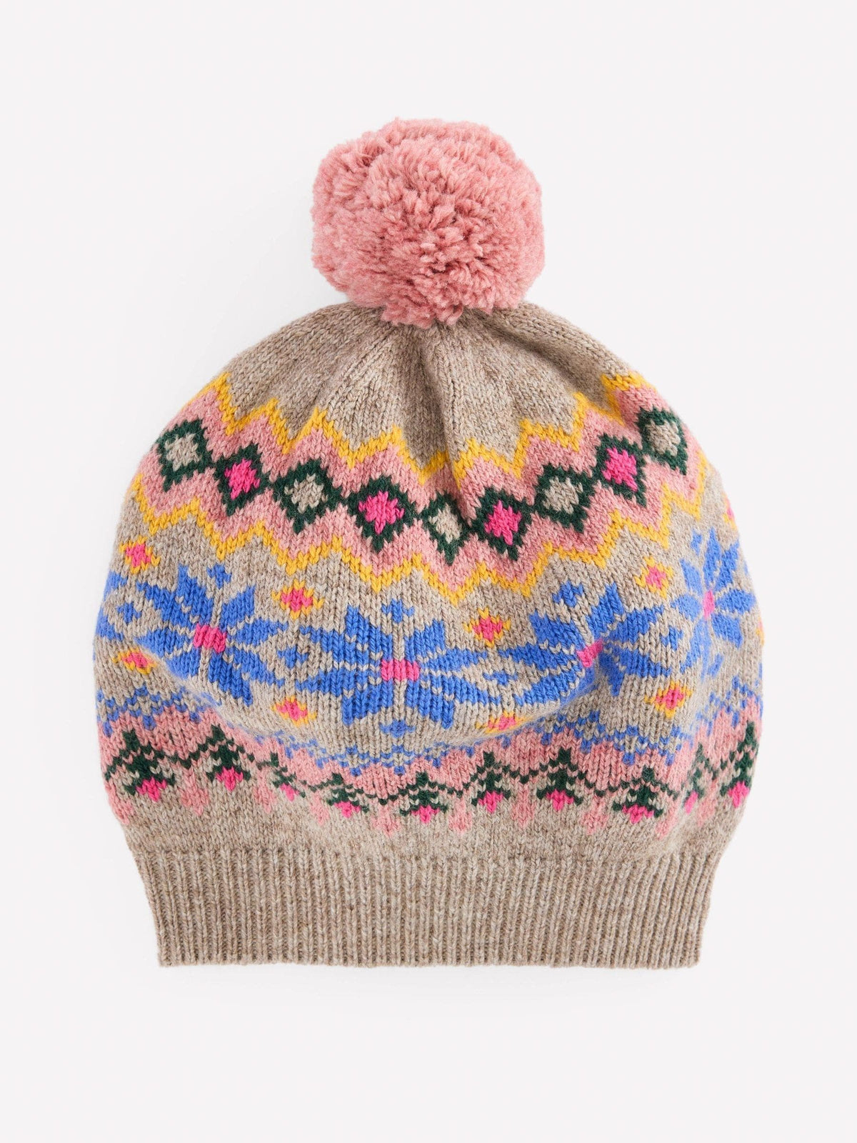 Boden Pink Fair Isle Beret Hat - image 1