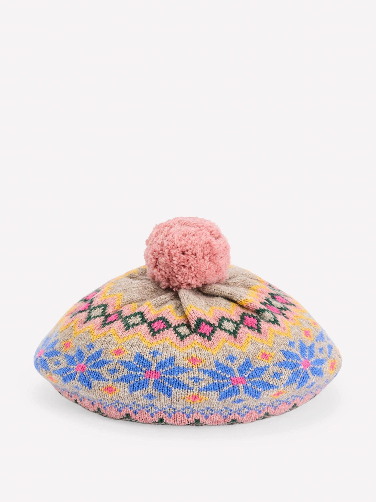 Boden Pink Fair Isle Beret Hat - image 2