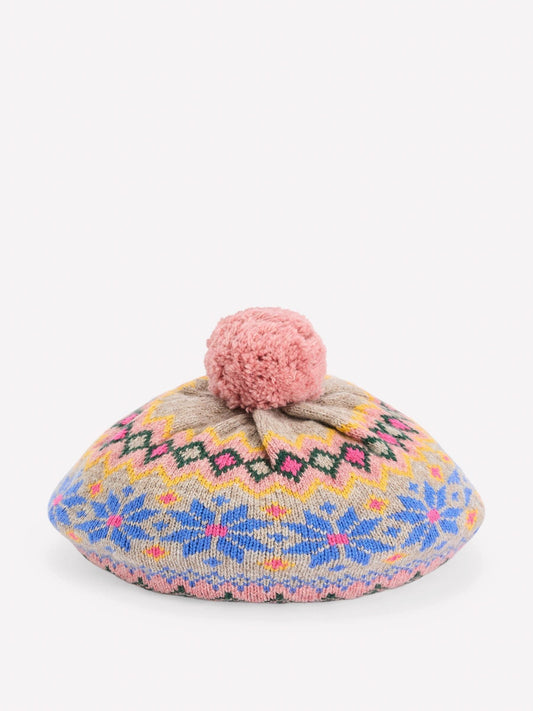 Boden Pink Fair Isle Beret Hat - image 2