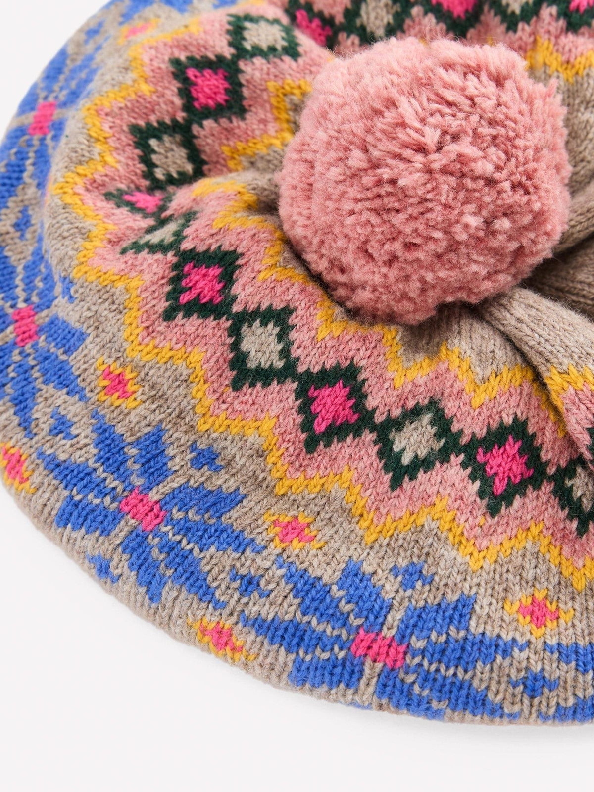 Boden Pink Fair Isle Beret Hat - image 3