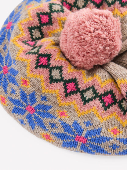 Boden Pink Fair Isle Beret Hat - image 3