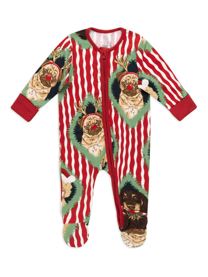 Chelsea Peers Red Baby Christmas Chip & Friends Stripe Print Sleepsuit - image 1