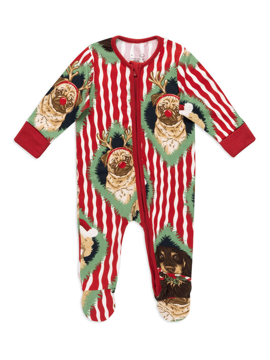 Chelsea Peers Red Baby Christmas Chip & Friends Stripe Print Sleepsuit - image 1