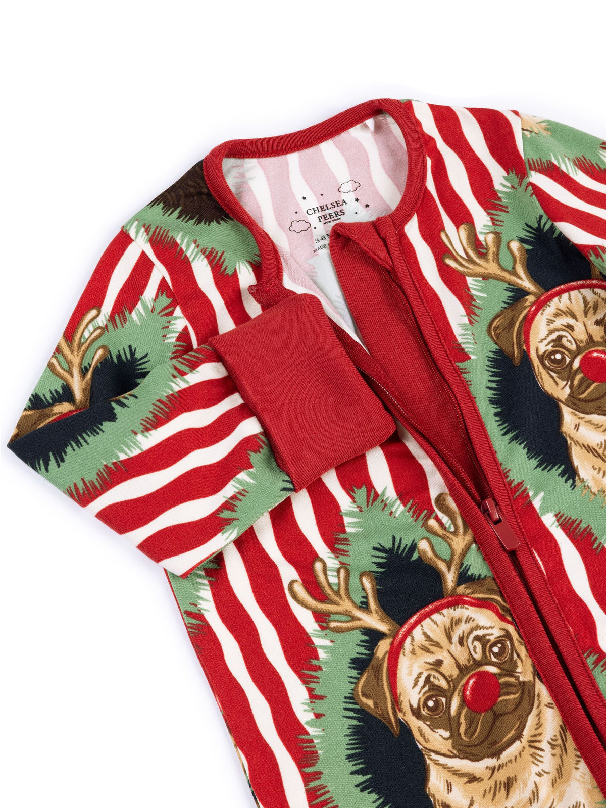 Chelsea Peers Red Baby Christmas Chip & Friends Stripe Print Sleepsuit - image 2