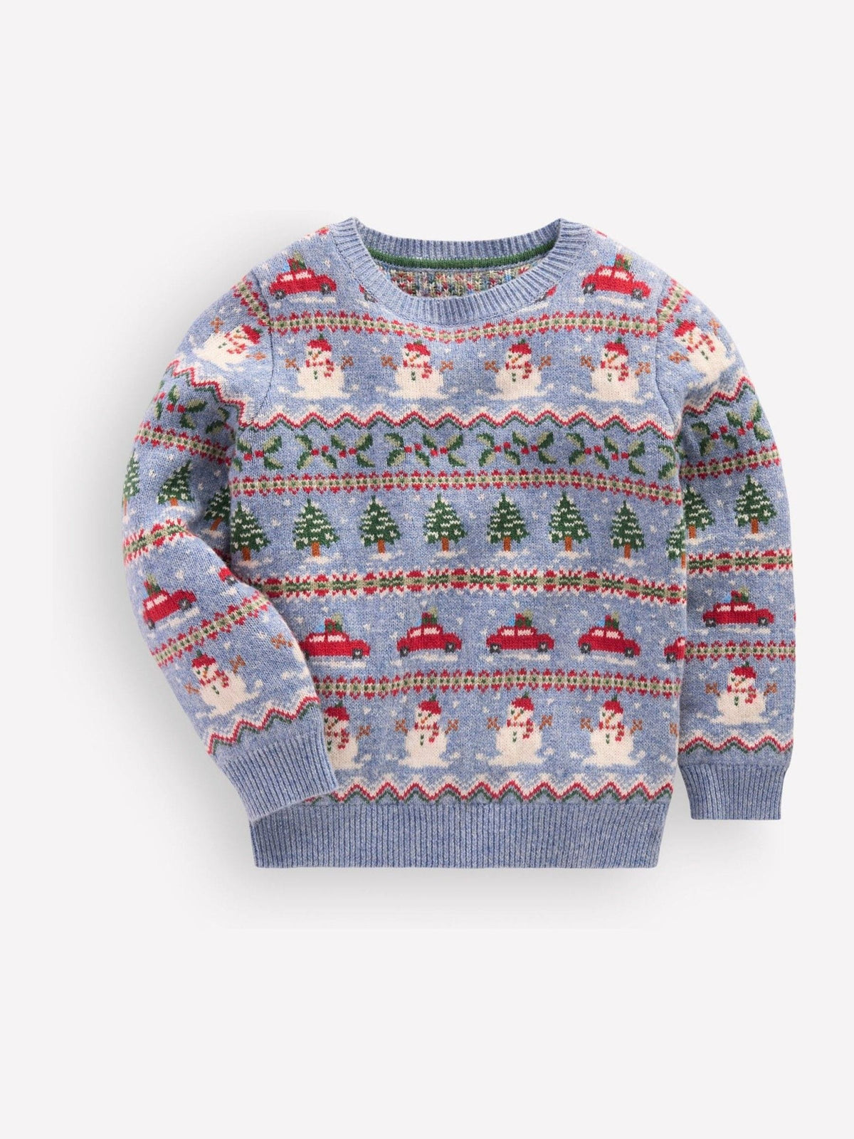 Boden Light Blue Christmas Print Fair Isle Jumper - image 2