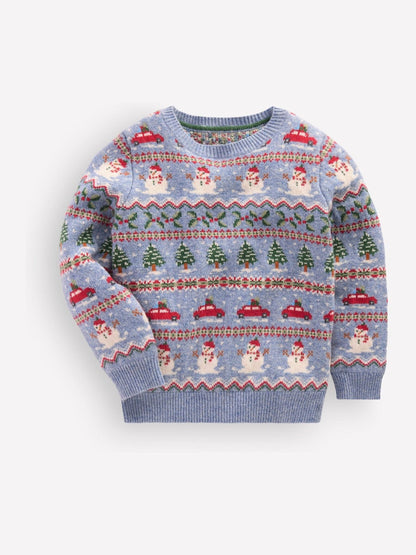 Boden Light Blue Christmas Print Fair Isle Jumper - image 2