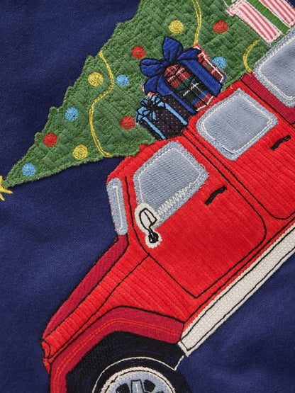 Boden Blue Applique Christmas Sweatshirt - image 3