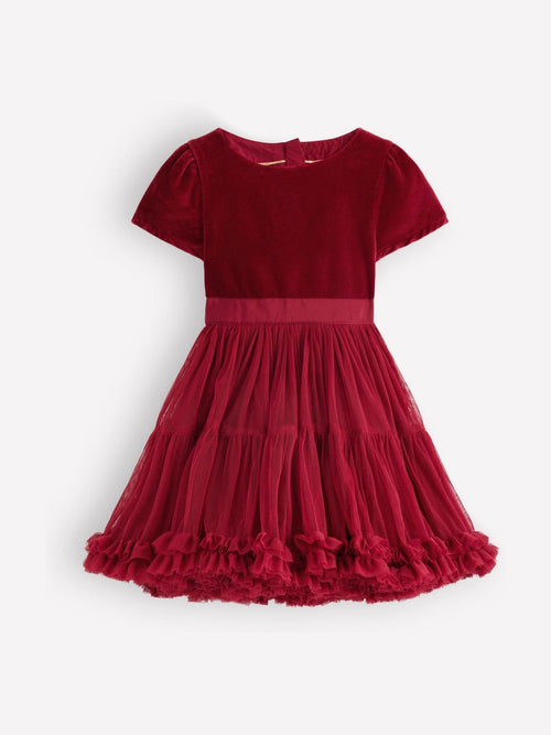 Boden Red Velour Tulle Occasion Dress - image 1