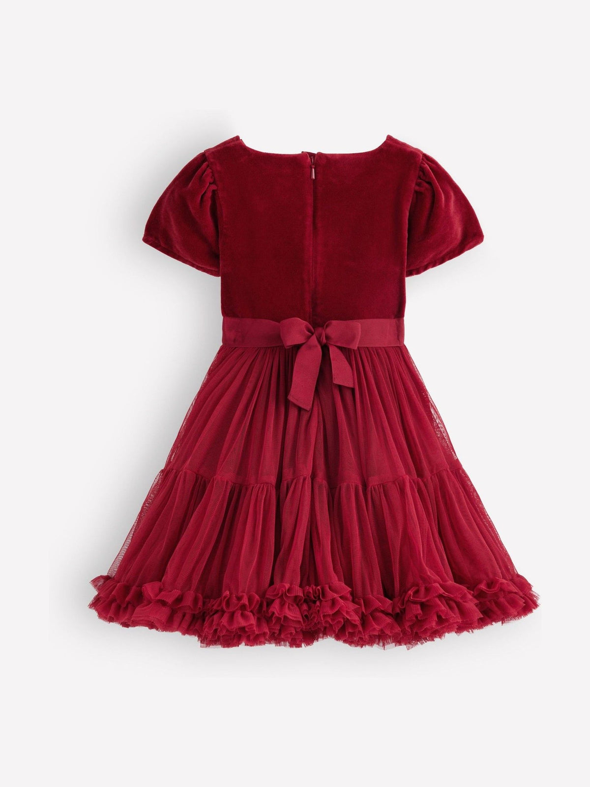 Boden Red Velour Tulle Occasion Dress - image 2