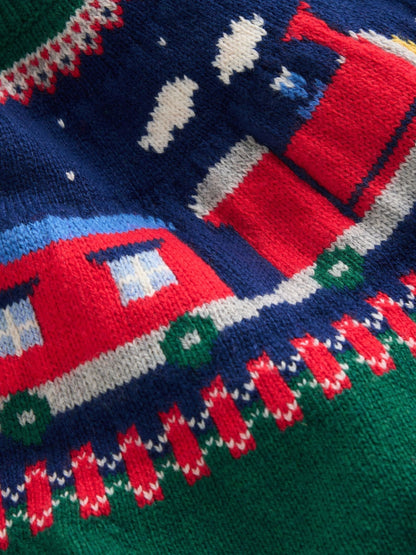 Boden Green Christmas Print Fair Isle Jumper - image 3
