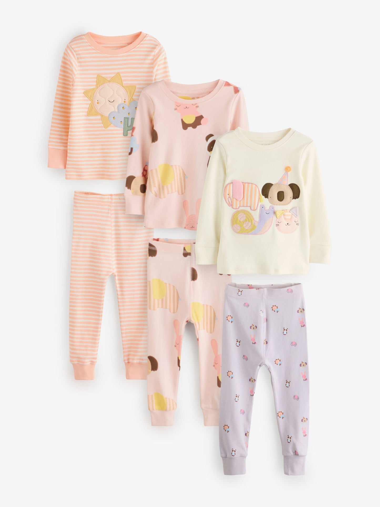 Pastel Character Long Sleeve Snuggle Pyjamas 3 Pack (9mths-16yrs)