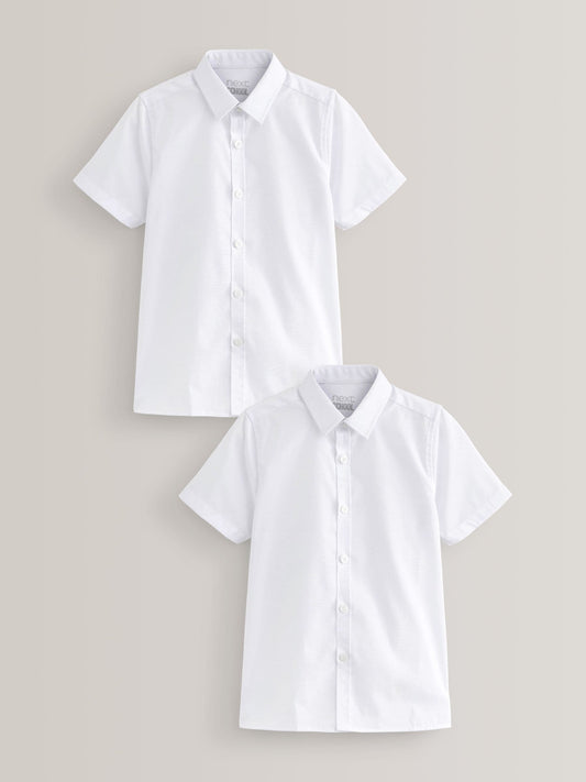Dsiney Kidz - White 2 Pack Short Sleeve Stretch School Shirts (3-16yrs) image 1