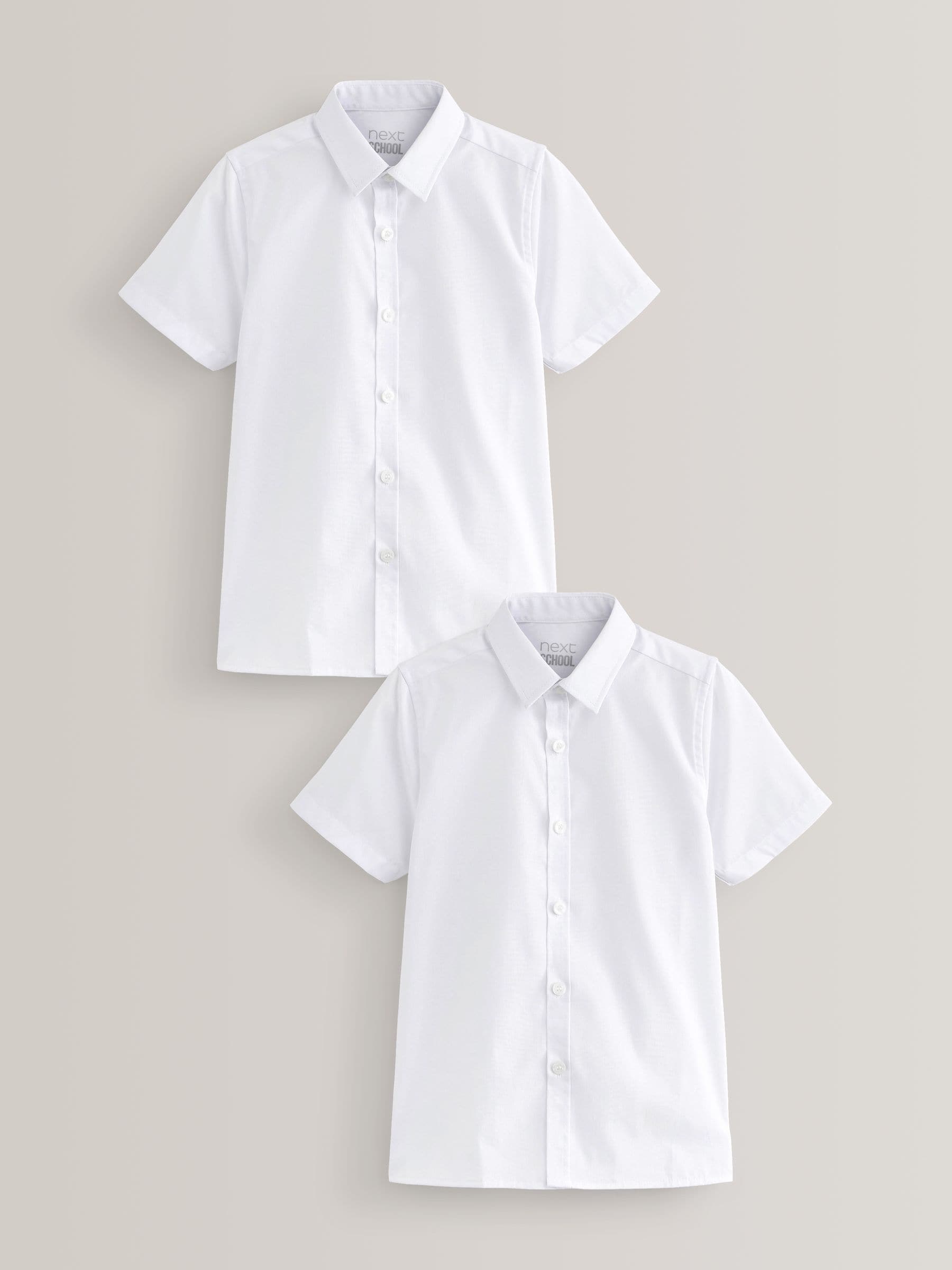 Dsiney Kidz - White 2 Pack Short Sleeve Stretch School Shirts (3-16yrs) image 1