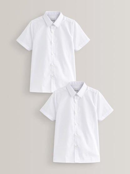 Dsiney Kidz - White 2 Pack Short Sleeve Stretch School Shirts (3-16yrs) image 1