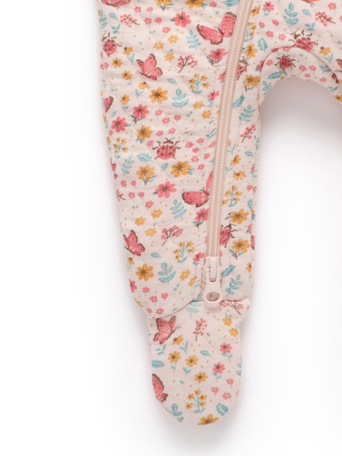 Dsiney Kidz - Purebaby Pink Quilted Footed Print Two-Way Zip Sleepsuit image 3