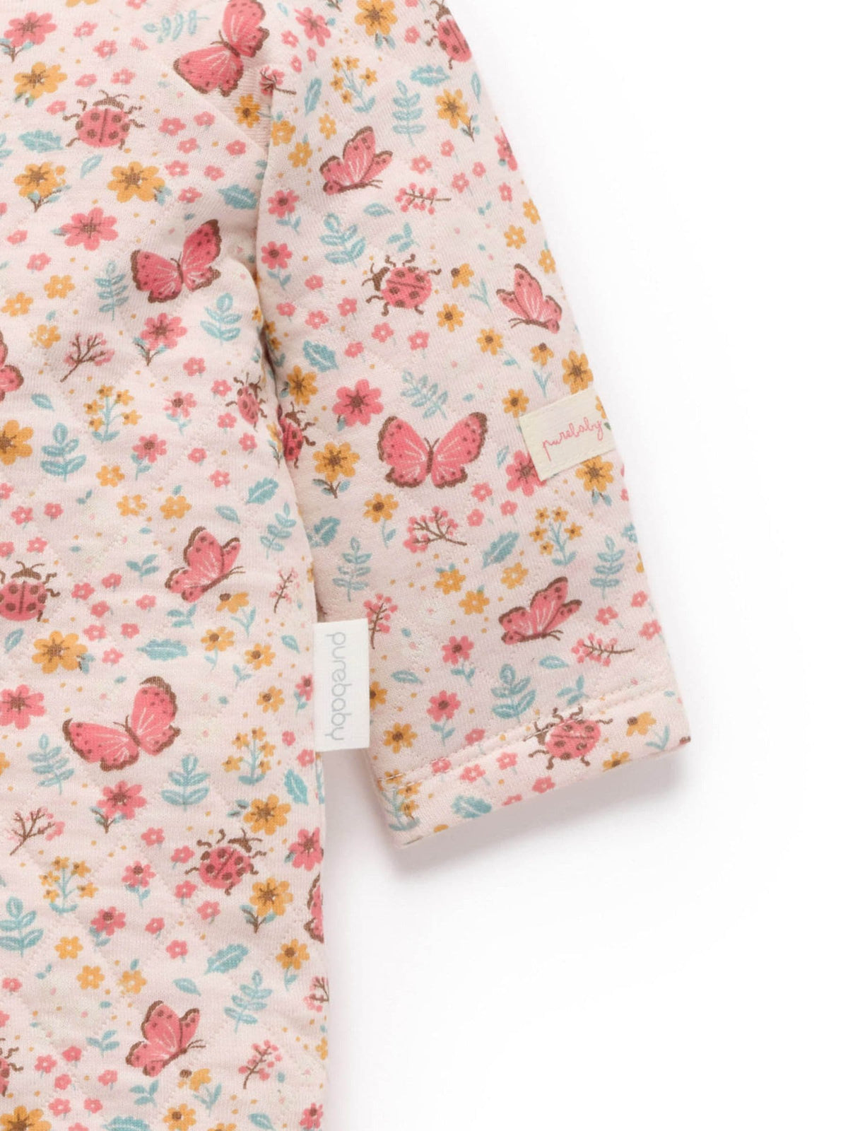 Dsiney Kidz - Purebaby Pink Quilted Footed Print Two-Way Zip Sleepsuit image 4