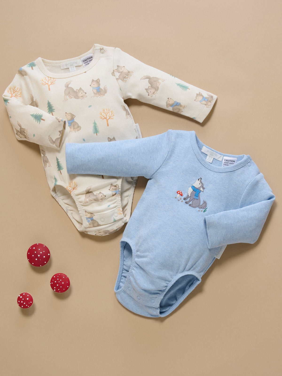 Dsiney Kidz - Purebaby Blue Printed Longsleeve Bodysuit 2 Pack image 2