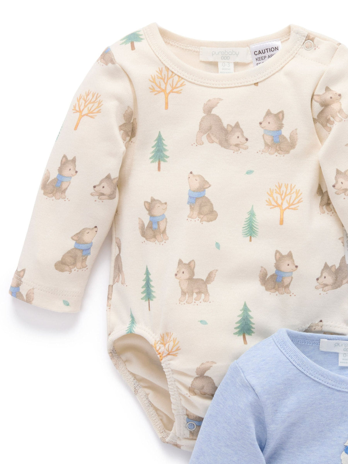 Dsiney Kidz - Purebaby Blue Printed Longsleeve Bodysuit 2 Pack image 3