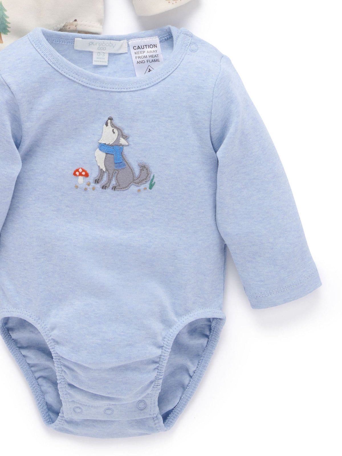 Dsiney Kidz - Purebaby Blue Printed Longsleeve Bodysuit 2 Pack image 4