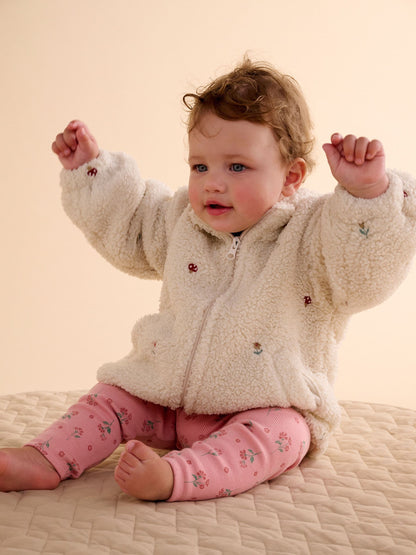 Dsiney Kidz - Purebaby White Fluffy Embroidered Zip Jacket image 1