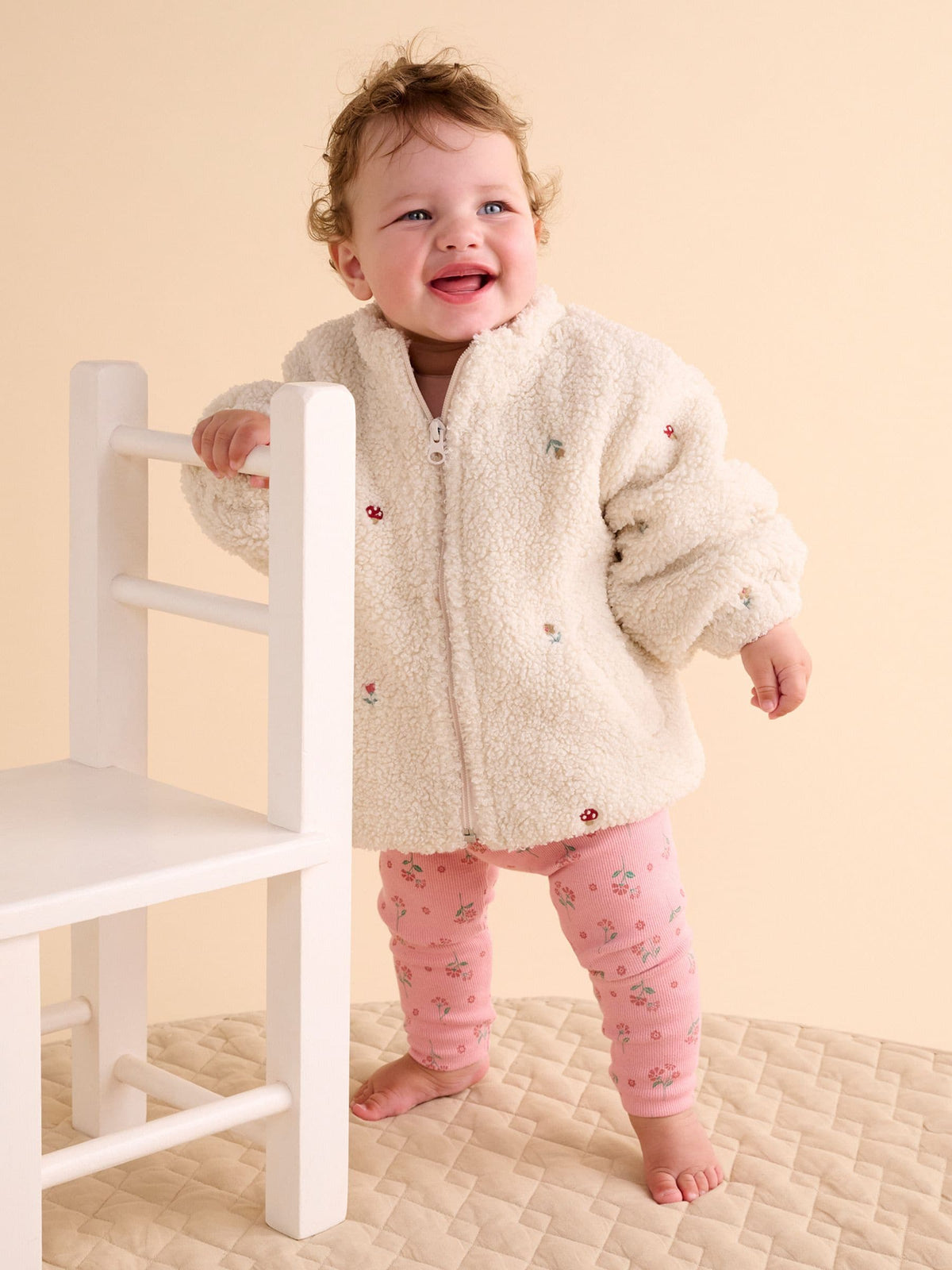 Dsiney Kidz - Purebaby White Fluffy Embroidered Zip Jacket image 2