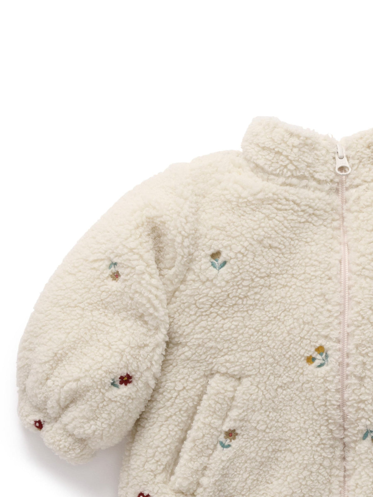 Dsiney Kidz - Purebaby White Fluffy Embroidered Zip Jacket image 3