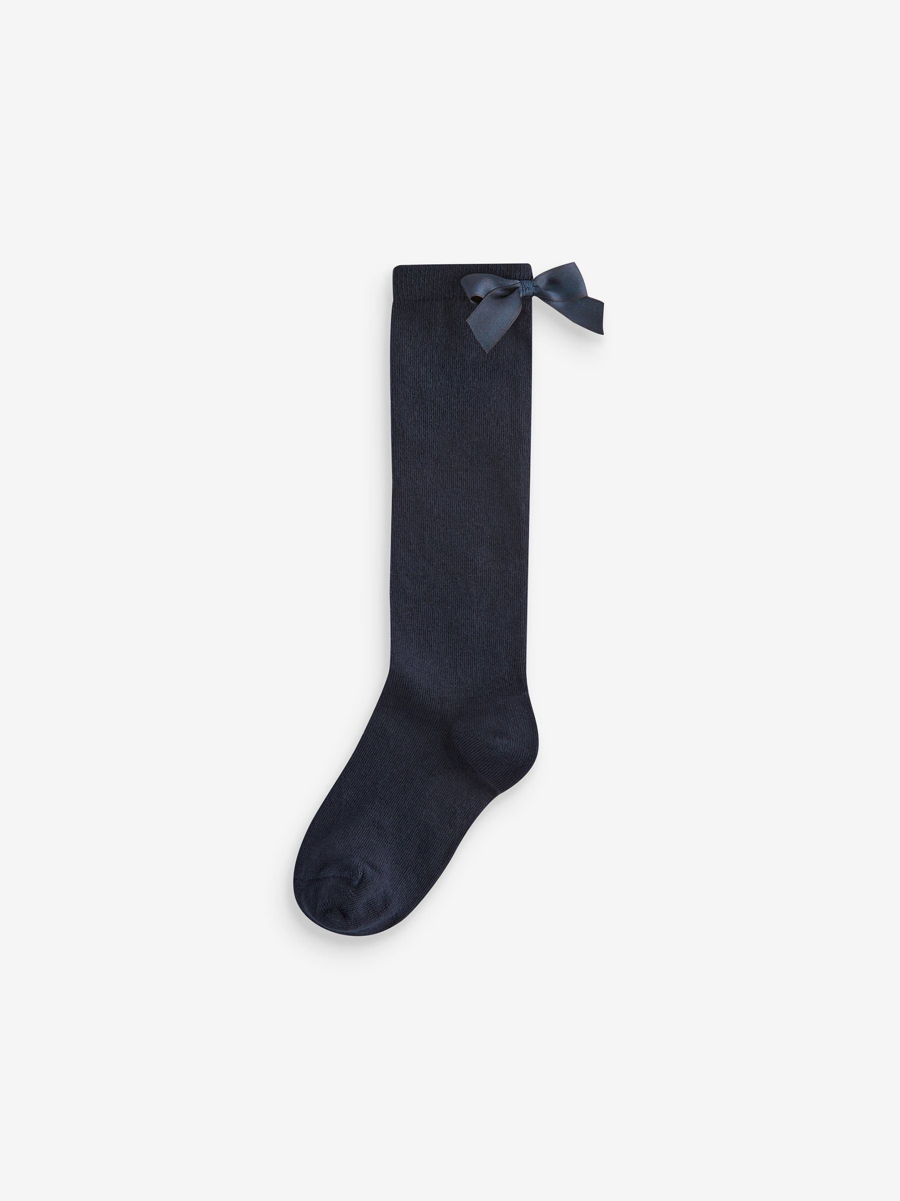 Navy Blue 2 Pack Cotton Rich Bow Knee High Socks image 3