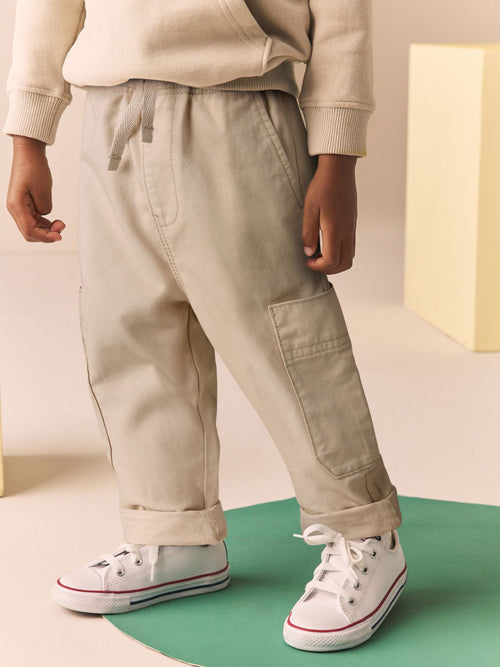 Neutral Cream Side Pocket Pull On Trousers (3mths-7yrs) image 1