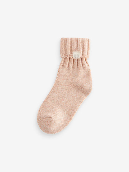 Cream,Grey and Neutral 3 Pack Cotton Rich Roll Top Ankle Socks image 4