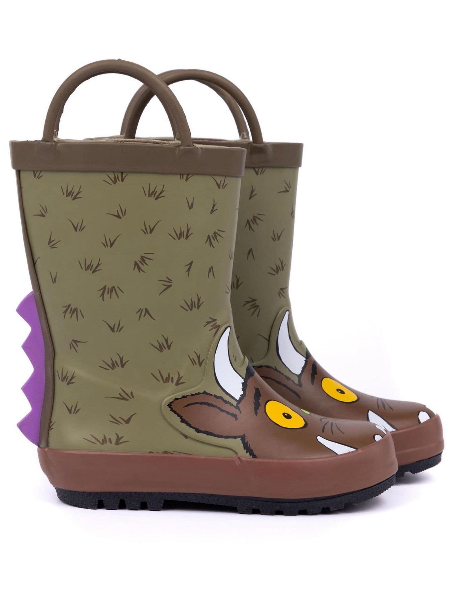 Vanilla Underground Brown Gruffalo Unisex Kids Wellington Boots with Handles image 1