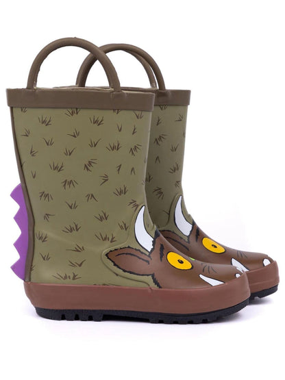 Vanilla Underground Brown Gruffalo Unisex Kids Wellington Boots with Handles image 1