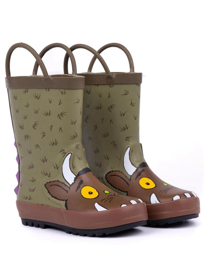 Vanilla Underground Brown Gruffalo Unisex Kids Wellington Boots with Handles image 2