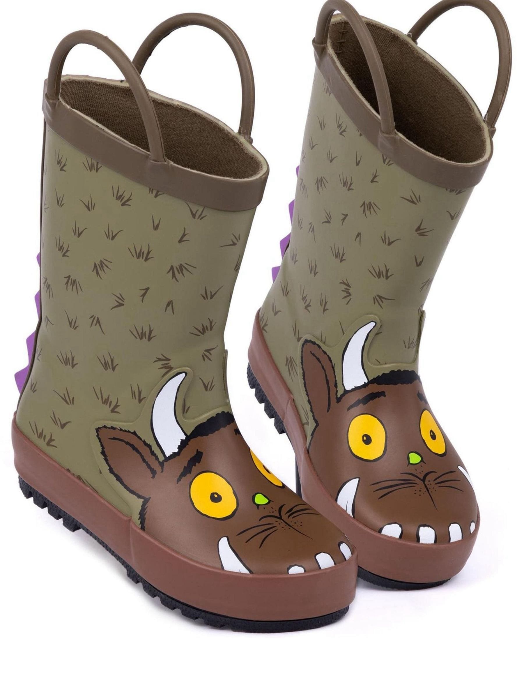 Vanilla Underground Brown Gruffalo Unisex Kids Wellington Boots with Handles image 4