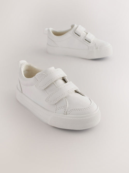 White Wide Fit (G) Two Strap Touch Fastening Trainers image 2
