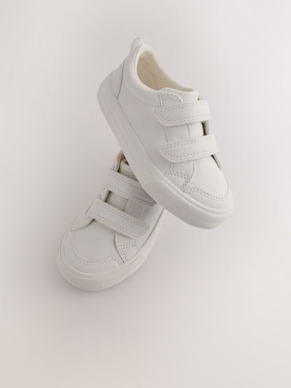 White Wide Fit (G) Two Strap Touch Fastening Trainers image 5
