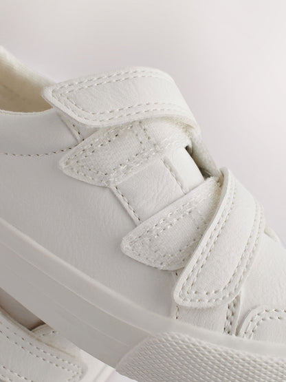 White Wide Fit (G) Two Strap Touch Fastening Trainers image 6