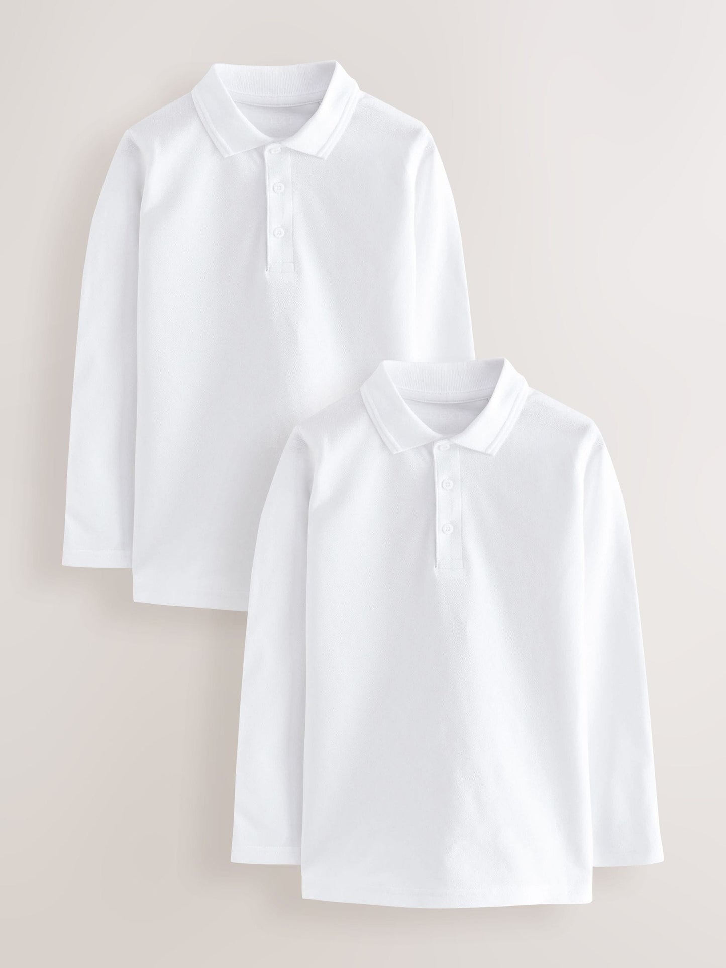 Dsiney Kidz - White Long Sleeve School Polo Shirts 2 Pack (3-16yrs) image 1