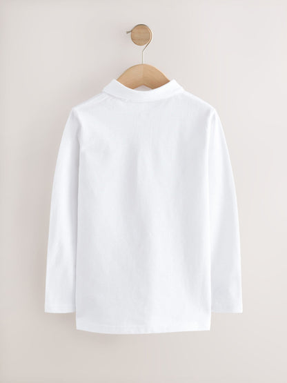 Dsiney Kidz - White Long Sleeve School Polo Shirts 2 Pack (3-16yrs) image 3