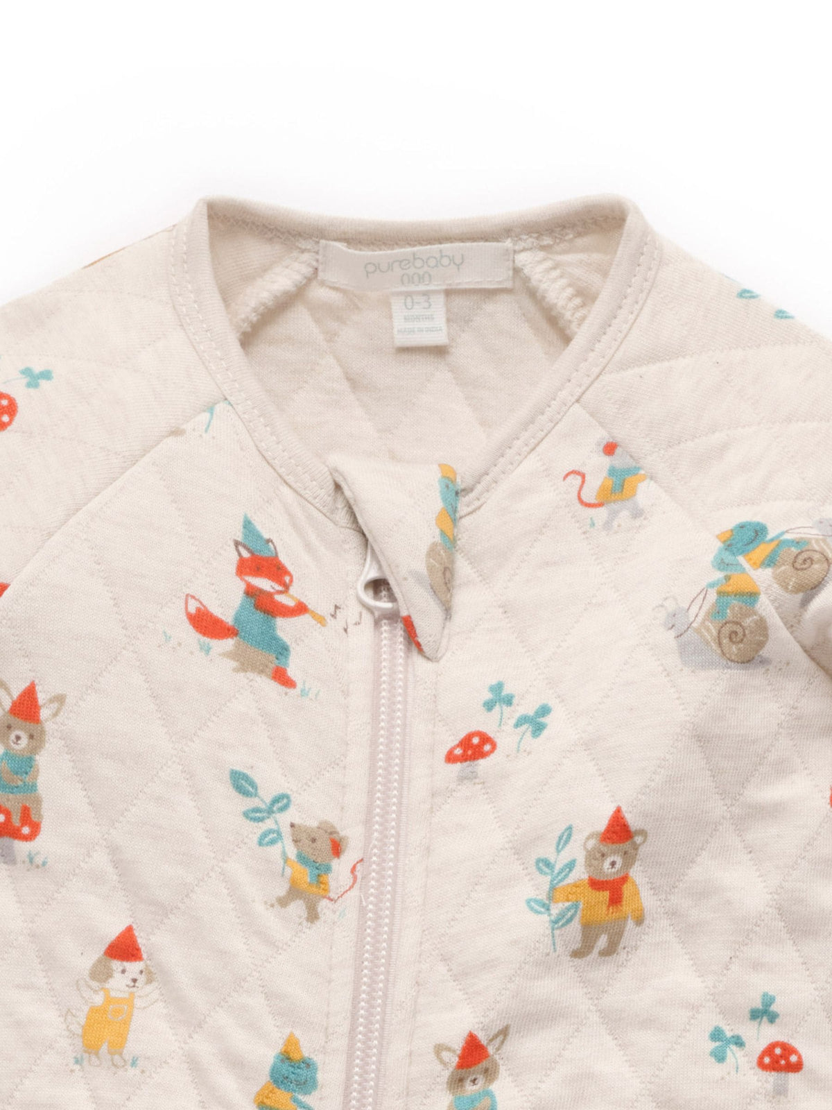 Dsiney Kidz - Purebaby Natural Quilted Footed Print Two-Way Zip Sleepsuit image 2